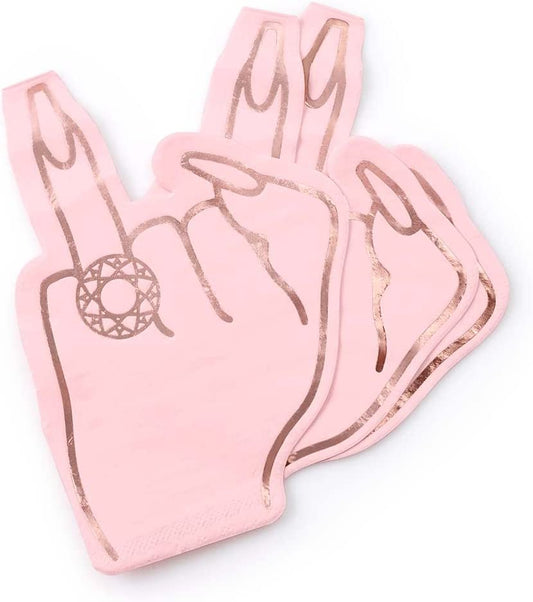 Xo, Fetti Bachelorette Party Ring Finger Napkins - 25 Count | Rose Gold + Pink 3-Ply Cocktail Napkins, Bach Decorations, Bridal Shower Gift, Engagement Party  xo, Fetti   