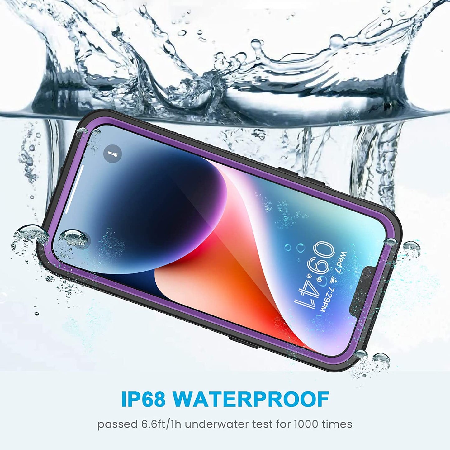 Lanhiem for Iphone 14 Case, IP68 Waterproof Dustproof Shockproof 14 Case with Built-In Screen Protector, Full Body Sealed Protective Front and Back Cover for Iphone 14, 6.1 Inch (Purple)  Lanhiem   
