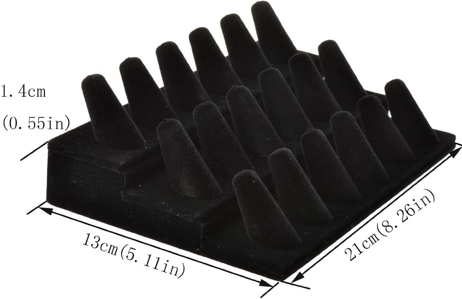 Bocar Black Velvet Finger Ring Display Showcase Organizer Holder Jewelry Storage Counter (18JZZ)  bocarjewelry   
