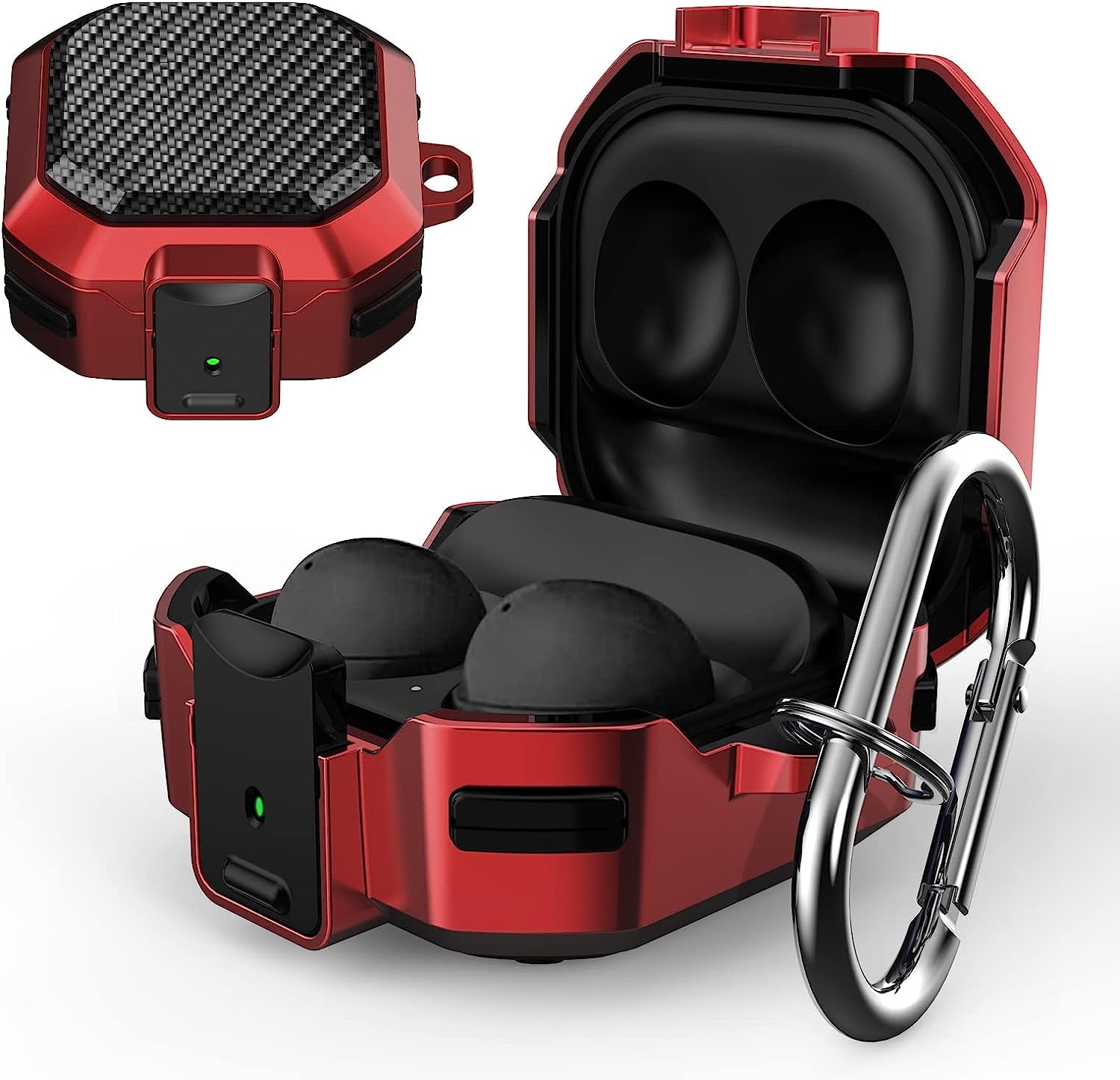 Lopnord for Galaxy Buds 2 Pro Case/Galaxy Buds Pro Case/Galaxy Buds 2 Case/Galaxy Buds Live Case with Lock, Carbon Fiber Shockproof Cover for Galaxy Buds Pro Case Samsung Earbuds with Keychain…  Lopnord US RED  