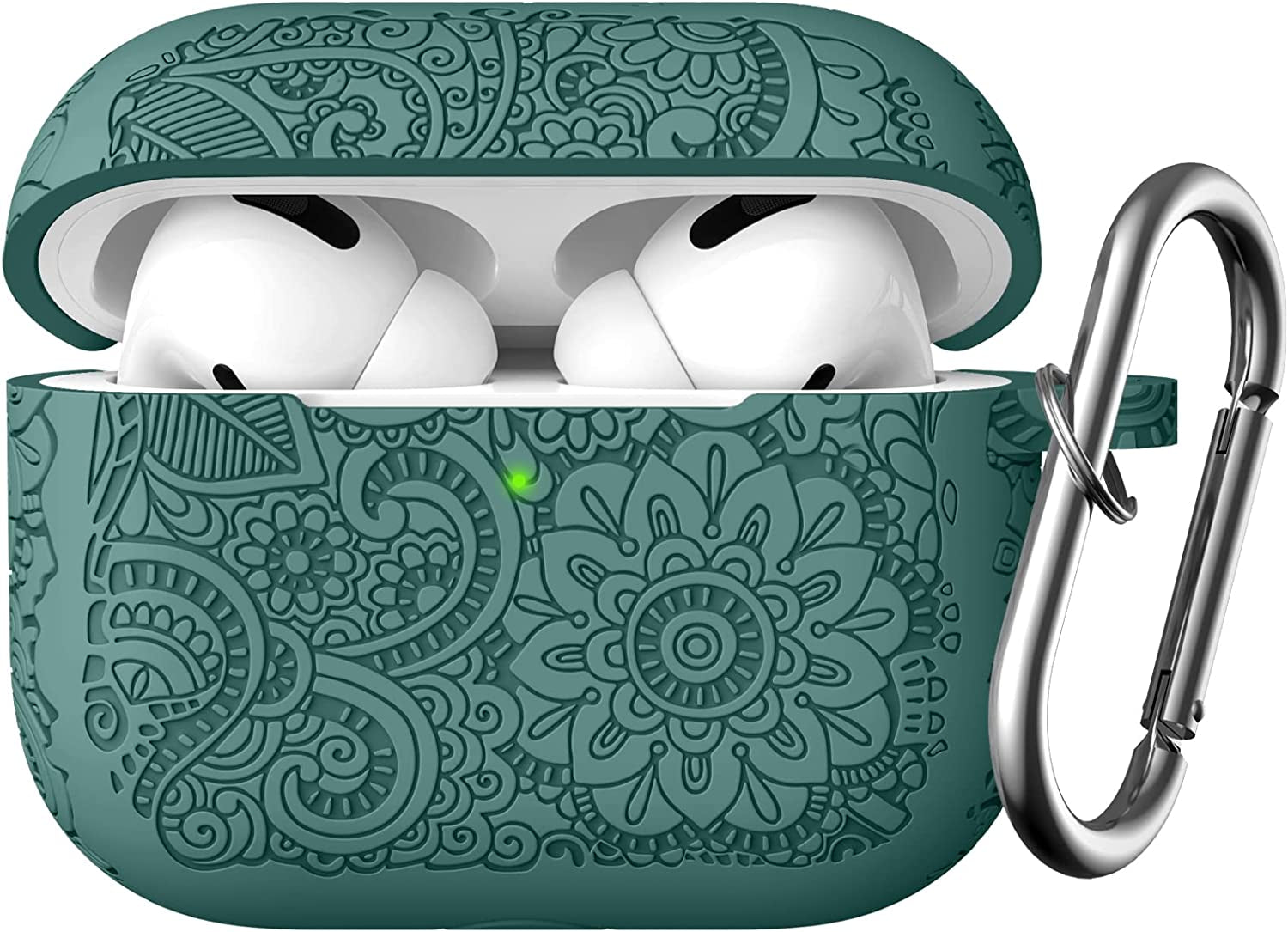 Lerobo Flower Engraved Case Compatible with Airpods Pro 2 Case Cover, Cute Soft Silicone Skin Cover Full Protective Case for Apple Airpods Pro Case 2Nd/1St Generation Front LED Visible, Lilac  Lerobo D-Pine Green  