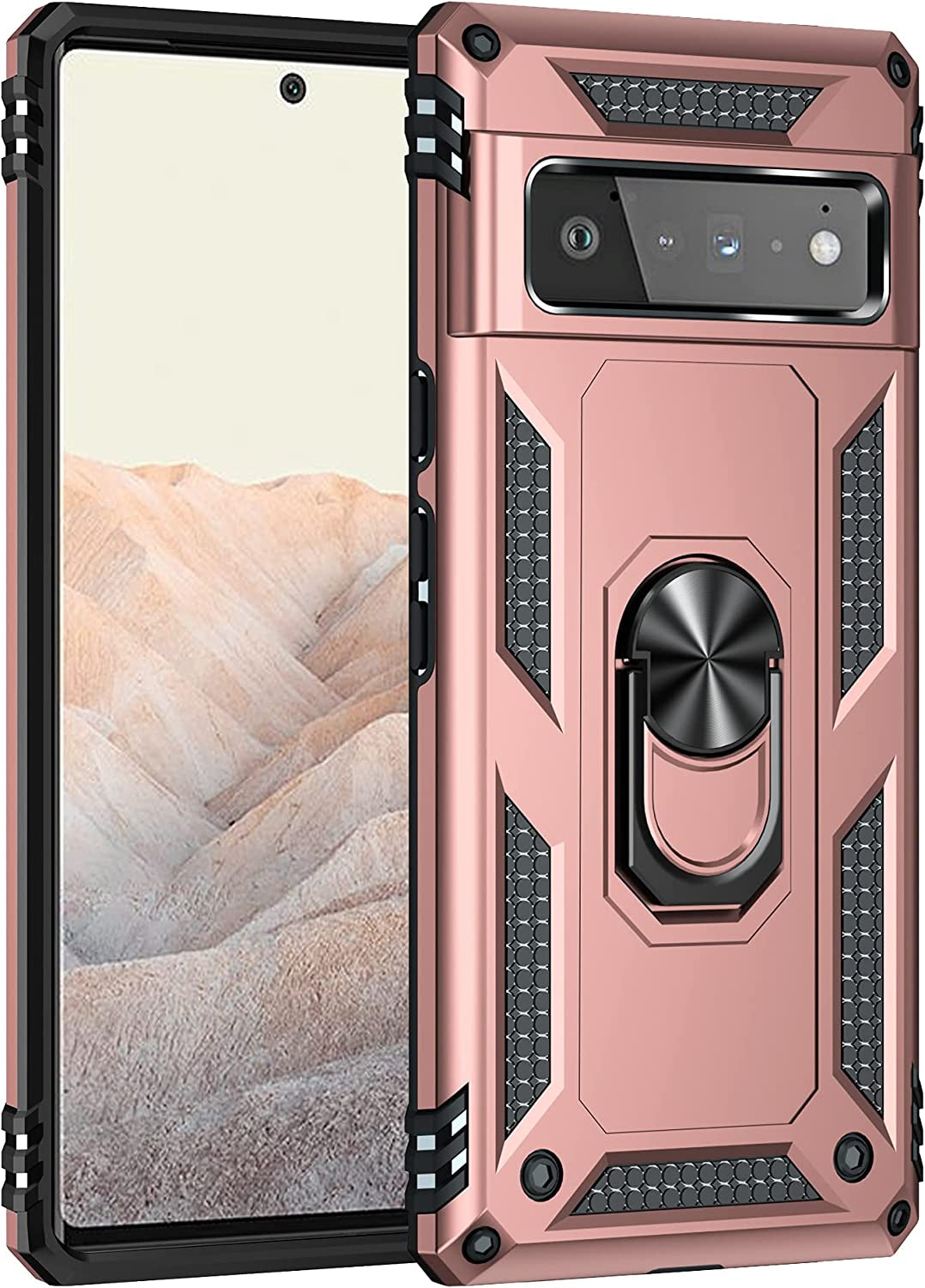 Korecase Designed for Google Pixel 6 Pro Case Heavy Duty Rugged Full Body Shockproof Scratch Proof Screen Protection Built-In 360 Ring Kickstand Military Hard Cover for Men Women Green  Korecase Rose Gold Google Pixel 6 