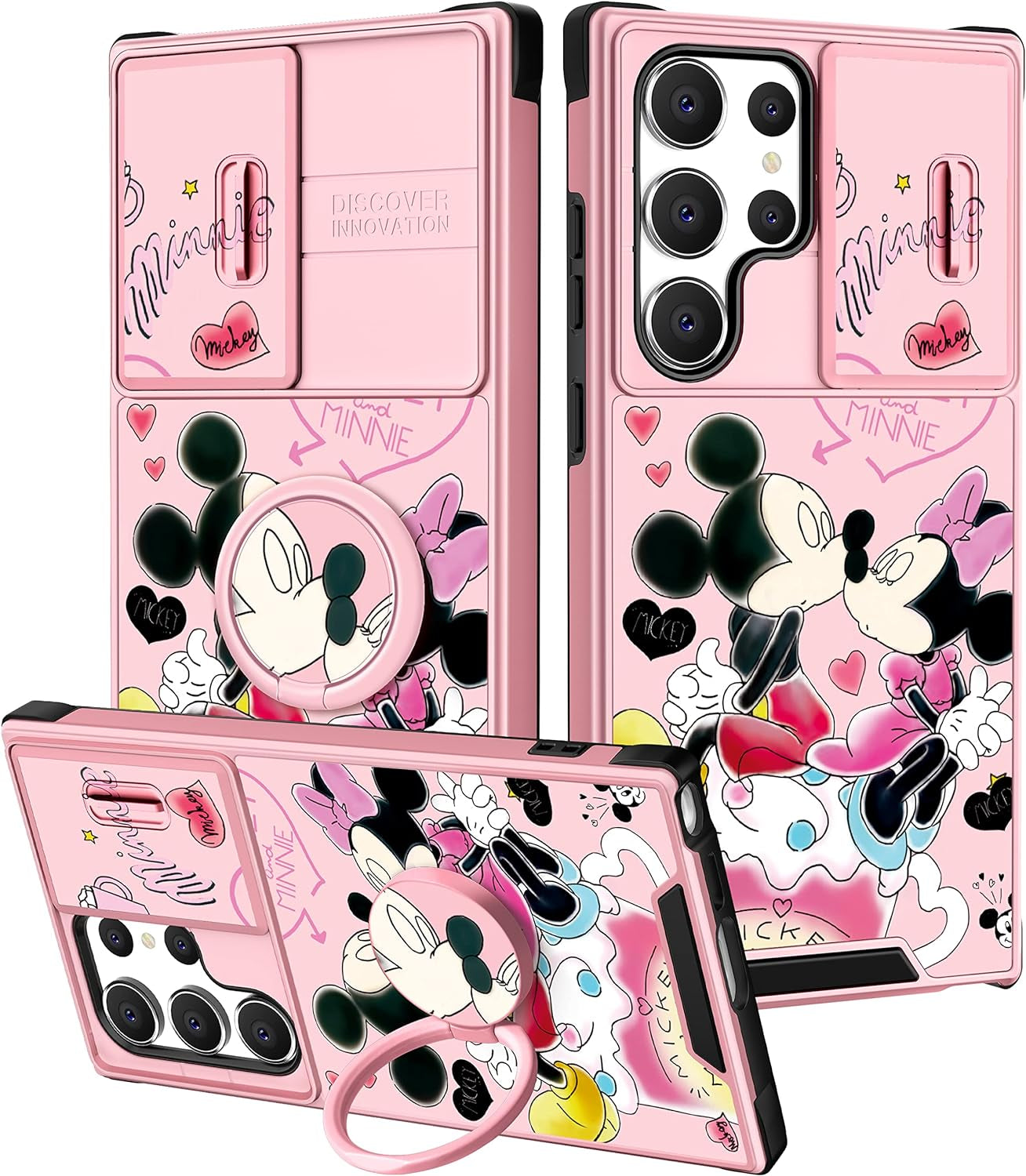 Oqpa for Samsung Galaxy S22 Ultra Case Cute Cartoon Case with Camera Cover+Ring Holder for Women Girly Girls Boys Kids Galaxy S22 Ultra Kawaii Funny Unique Case for Samsung S22 Ultra, Happy Miki  meitong2020 Mini Miki  