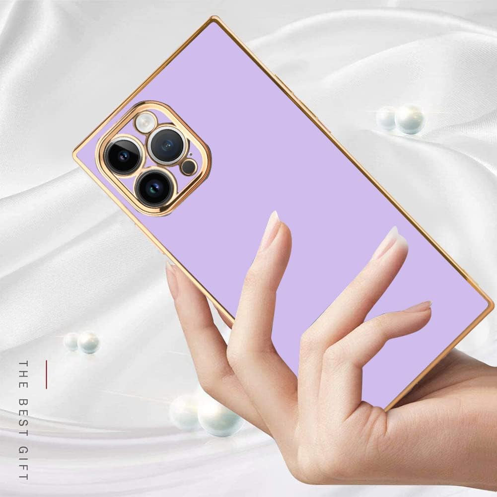 LSL Case for Iphone 14 Pro Soft TPU Bumper Anti-Drop Anti-Scratch Shock Absorption Full Body Heavy Duty Protective Wireless Slim Purple Plating Square Cover Compatible with Iphone 14 Pro  LSL   