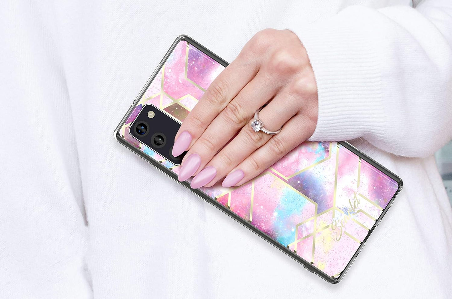 Scarlet Pink Stardust Galaxy Note 20 Case with Slim Sleek Stylish Protective Design and Shiny Gold Accents Wireless Charging Compatible Phone Cover Designed for 2020 Note20 (6.7 Inch) (Pink Stardust)  Ghostek   