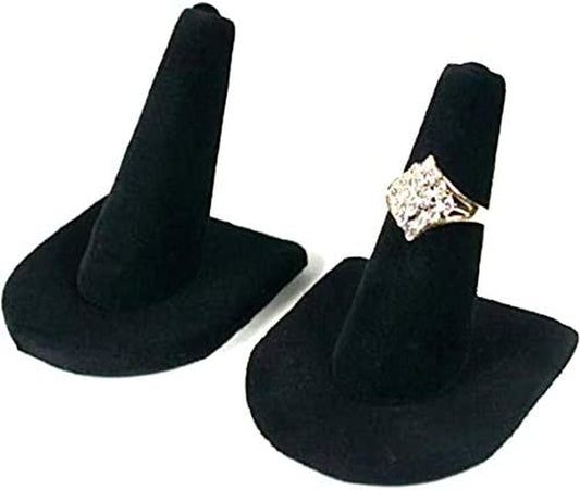 RJ Displays 2 Piece Pack Plush Black Velvet Ring Finger Jewelry Holder Showcase Display Stands to Display Rings Wedding Rings  RJ Displays   