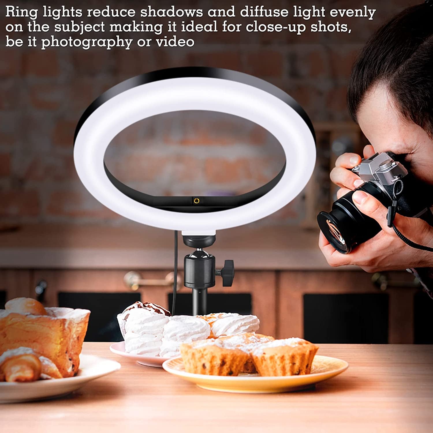 Selfie Ring Light with Stand and Phone Holder, 10'' Dimmable Desktop LED Circle Light for Laptop,Computer, Lighting Kit Gifts for Live Streaming/Laptop Video Conference/Chat/Makeup/Youtube/Tiktok/Vlog  RIEOMN   