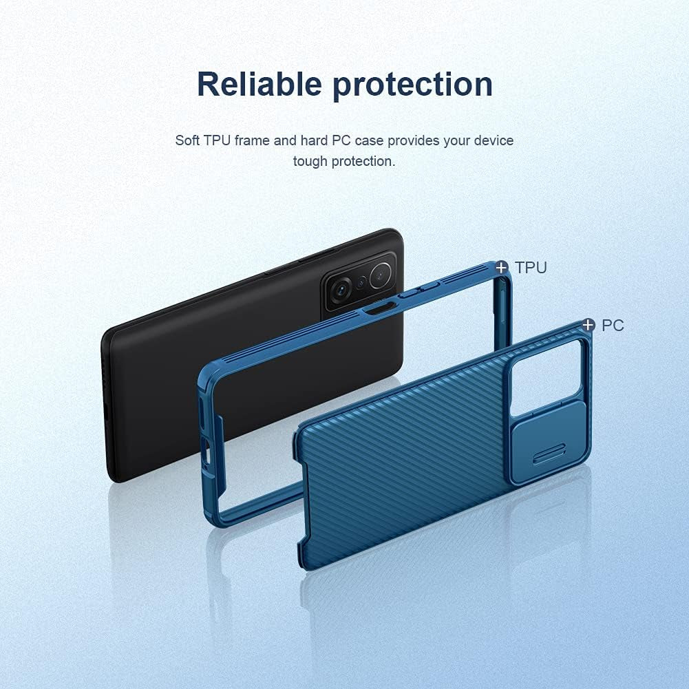 DNGN Compatible with Xiaomi Mi 11T/ 11T Pro Case, Slide Cover Camera Lens Protection Case for Xiaomi Mi11T and Mi 11T Pro 6.67" (Blue)  DNGN   