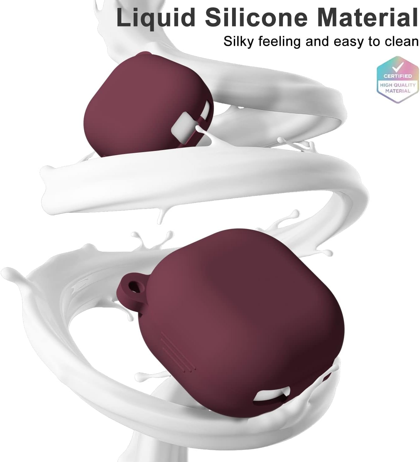 Oakxco Designed for Samsung Galaxy Buds 2 Pro Case (2022)/ Galaxy Buds Pro (2021)/ Buds 2/ Buds Live (2020) Cover Silicone Accessories, Protective Soft Rubber Case for Women Girl Cute, Burgundy  oakxco   