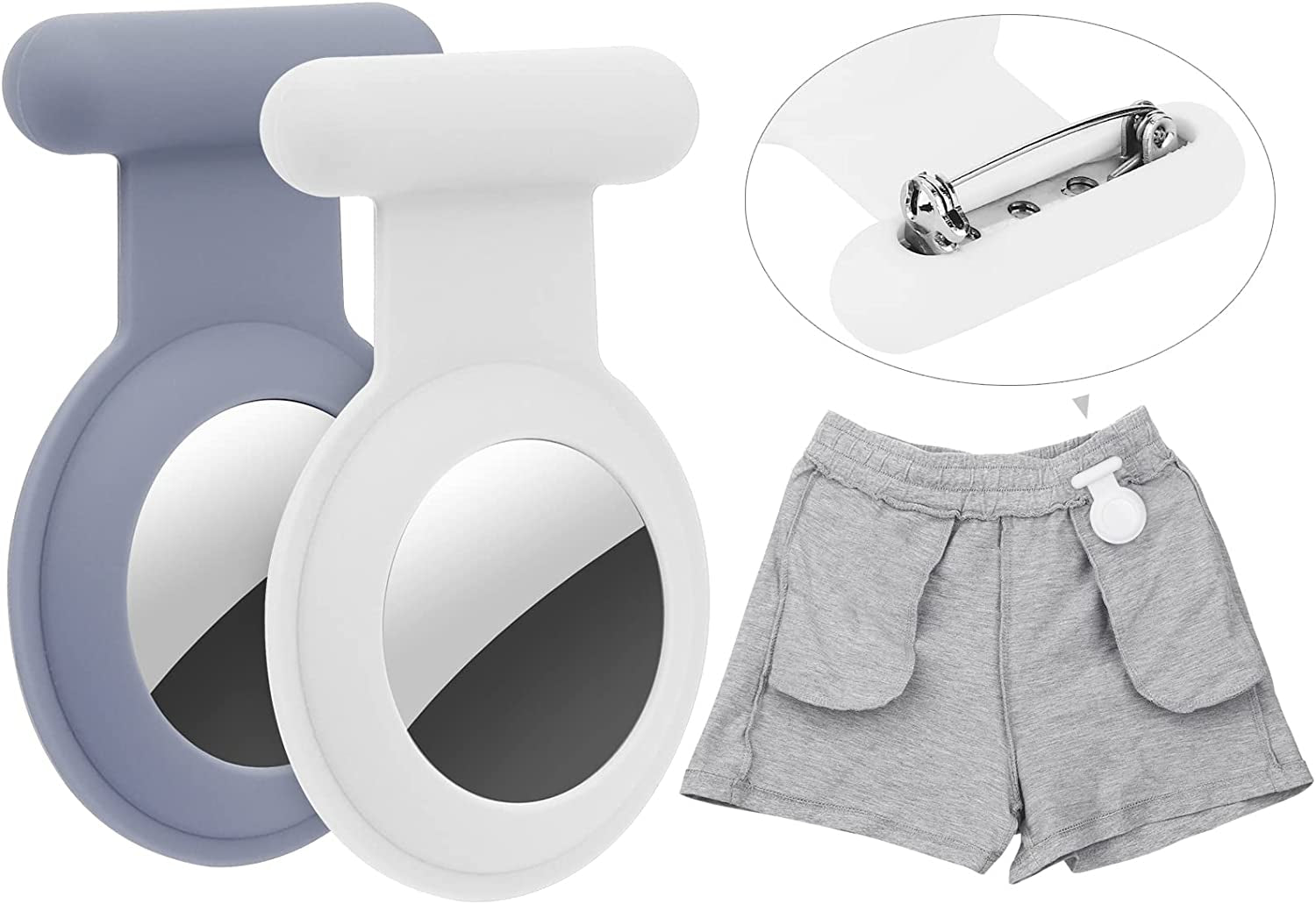 Airtag Hidden GPS Tracker Case,Airtag for Kids,Elderly,Pet,Clothing (Navy Blue&Blue)(Not GPS Included)  WALLFID White&Blue  