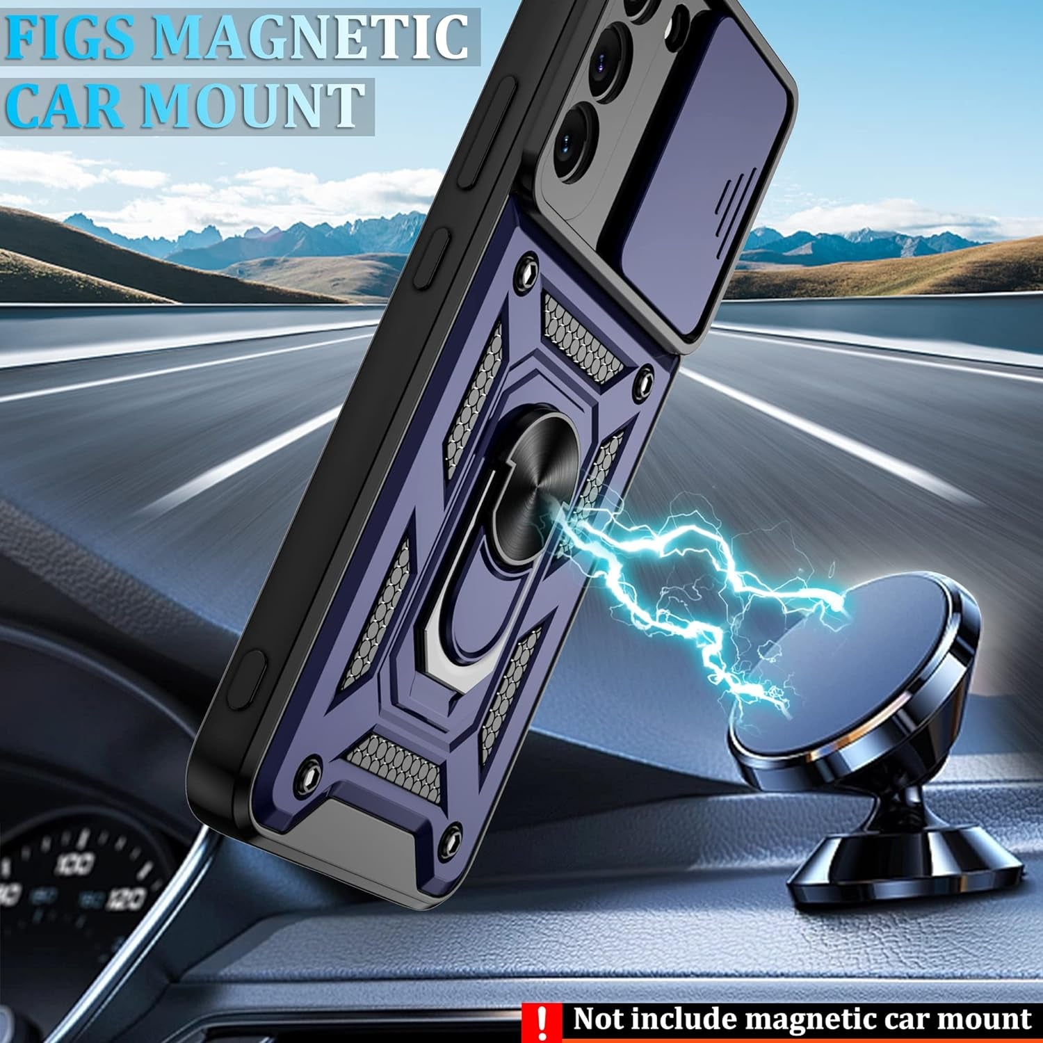 Gritup Galaxy S22 Case, Samsung Galaxy S22 Case with HD Screen Protector, [Military Grade] Shockproof Protection Case with 360° Magnetic Ring Holder Kickstand Phone Case for Samsung S22 (Blue-1)  Gritup   