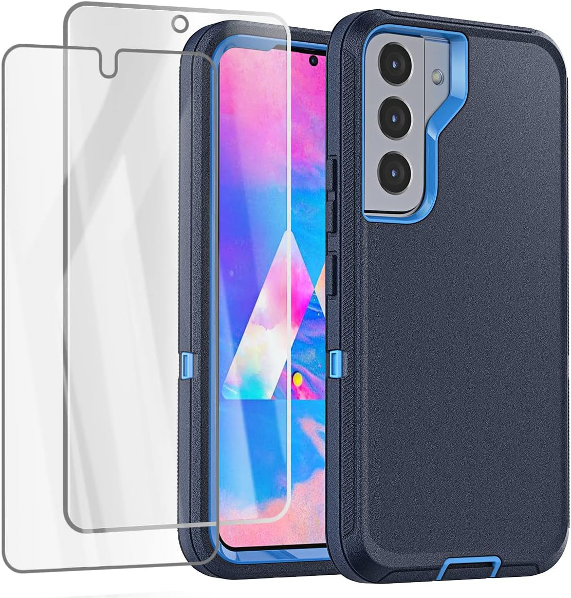 Aicase for Galaxy S22 plus Case with Screen Protector, Heavy Duty Drop Protection Full Body Rugged Shockproof/Dust Proof Military Protective Tough Durable Phone Cover for Samsung Galaxy S22 plus 6.6“  AICase Bavy With Screen Protector  