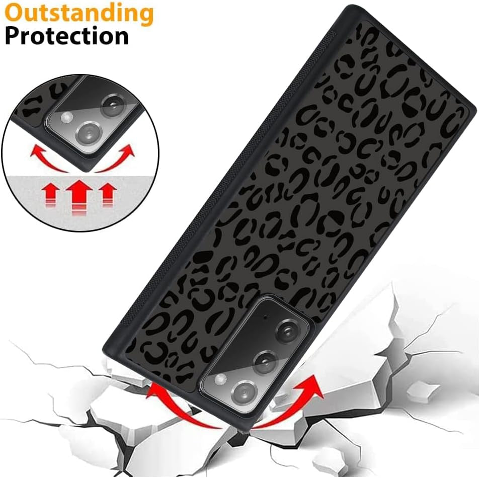 SAKUULO Samsung Galaxy Note 20 Case, [Screen Protector + Kickstand] Black Leopard Cheetah Design, Anti-Slip Shockproof Lightweight Flexible TPU Bumper Protective Case for Galaxy Note 20 6.7 Inch  SAKUULO   