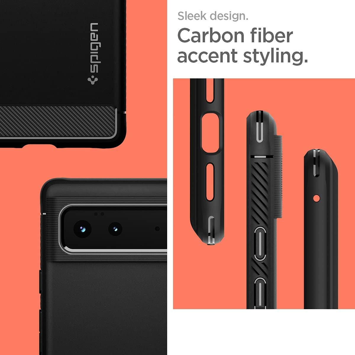 Spigen Rugged Armor Designed for Google Pixel 6 Case (2021) - Matte Black  Spigen   