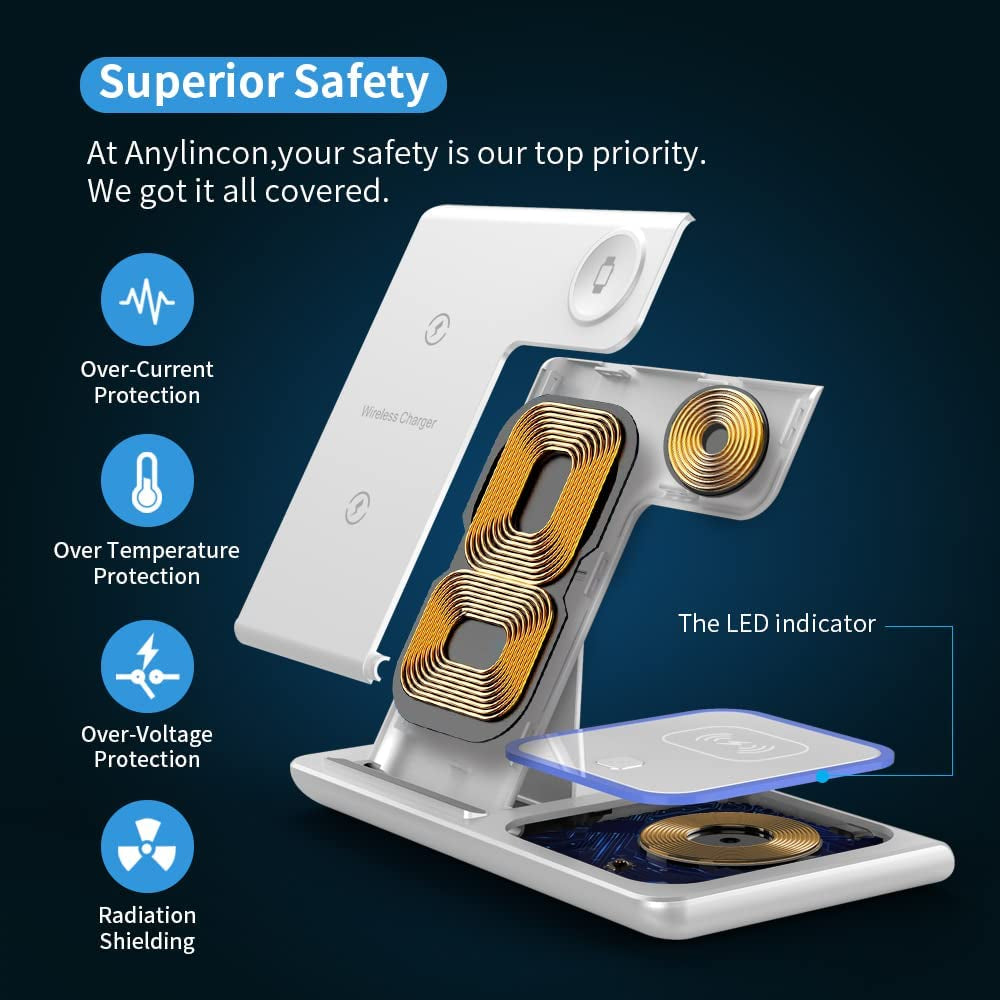 Wireless Charger,Anylincon 3 in 1 Charger Station for Apple Iphone/Iwatch/Airpods,Iphone 14,13,12,11 (Pro, Pro Max)/Xs/Xr/Xs/X/8(Plus),Iwatch 7/6/Se/5/4/3/2,Airpods 3/2/Pro  XuHui   