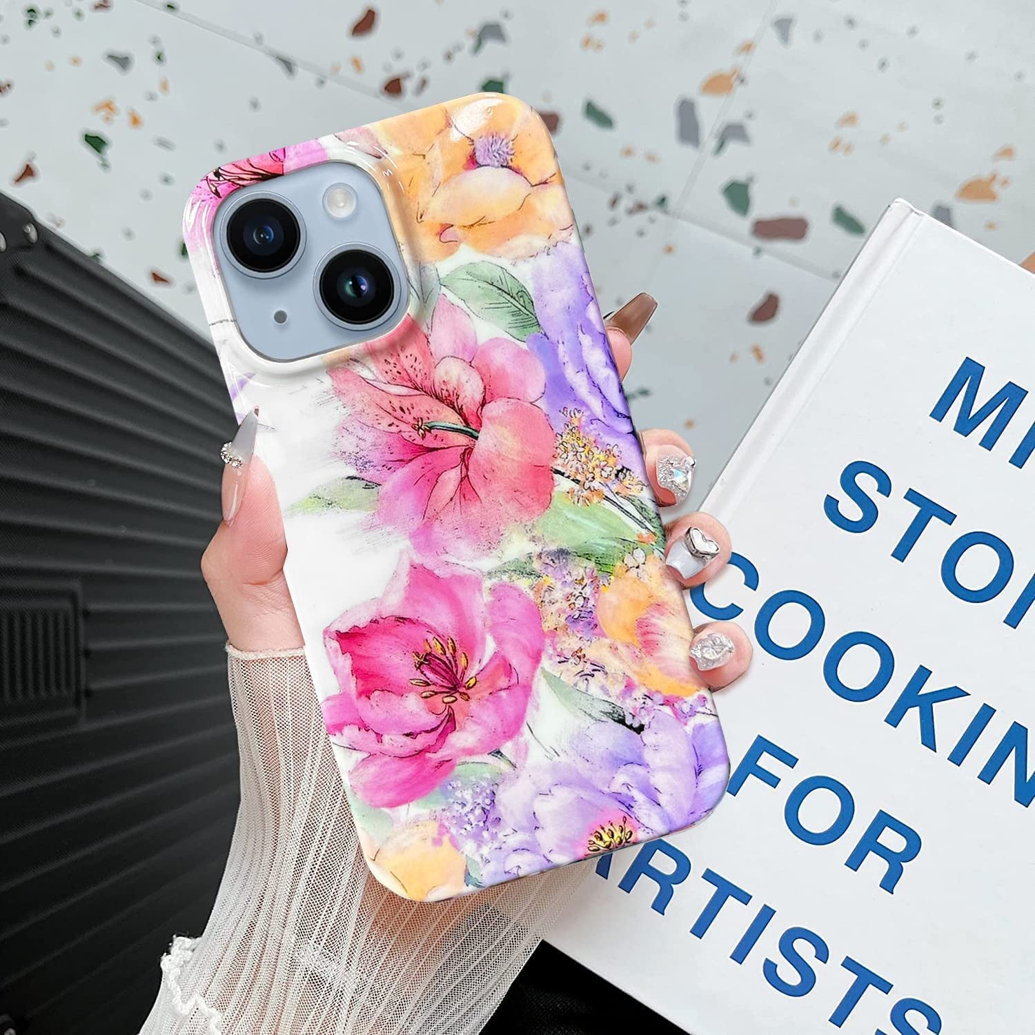 J.West Compatible with Iphone 14 Case 6.1" Garden Flower Soft Silicone Rubber Shockproof Cute Floral Pattern Design Slim Fit Anti-Scratch Phone Protective Case Cover for Women Girl Peony  J.west   