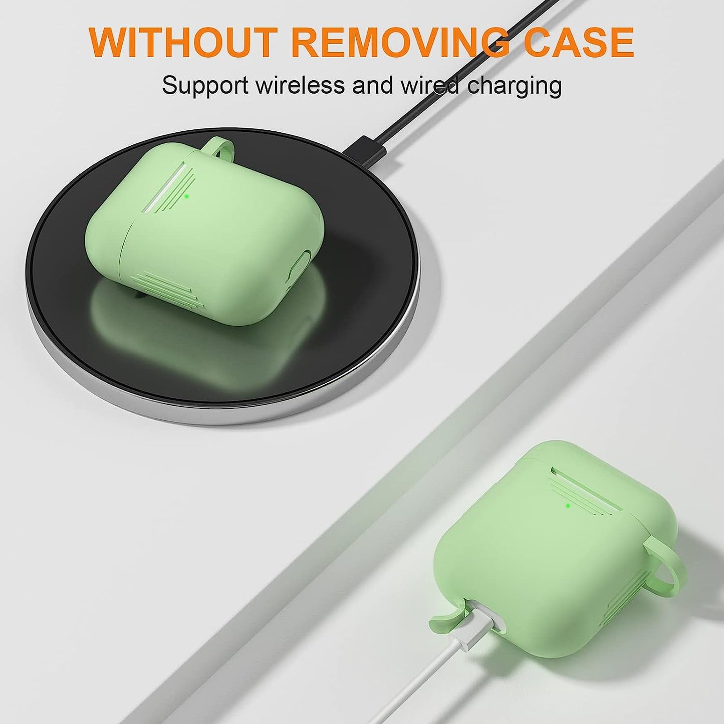 SUPFINE (2 in 1) for Airpod Case Cover, Soft Silicone Protective and Airpod Cleaner Kit Compatible with Airpods 2Nd Generation Charging Case (Light Matcha)  SUPFINE   
