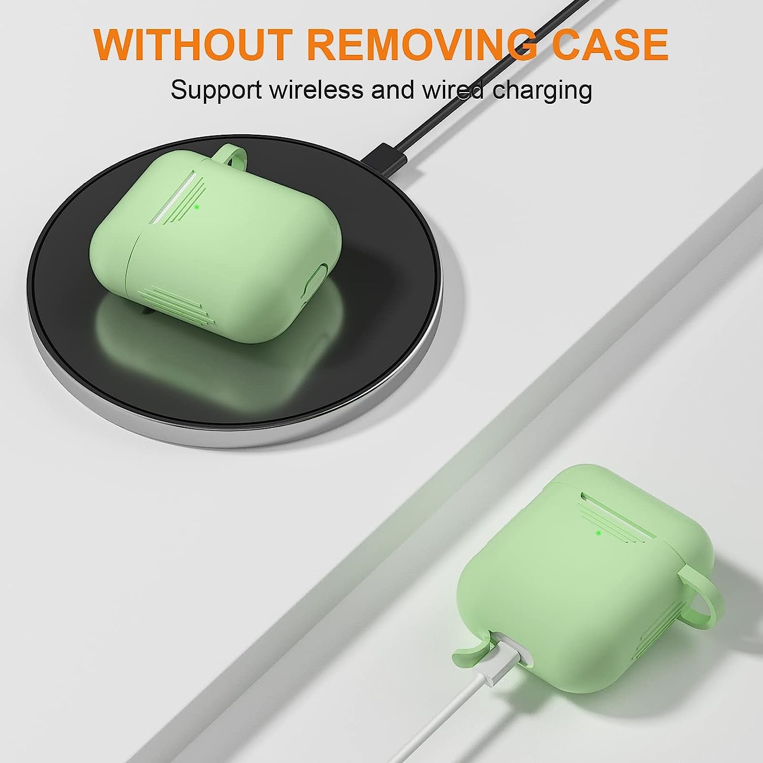 SUPFINE (2 in 1) for Airpod Case Cover, Soft Silicone Protective and Airpod Cleaner Kit Compatible with Airpods 2Nd Generation Charging Case (Light Matcha)  SUPFINE   
