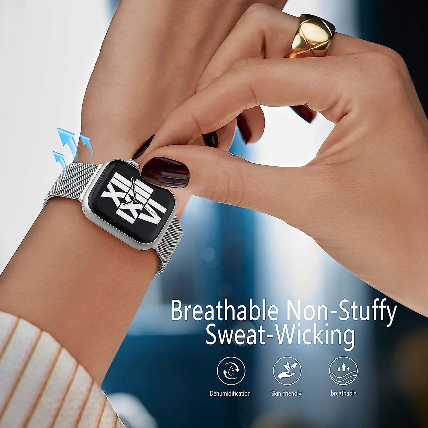 Zedoli Metal Band Compatible with Apple Watch Bands 40Mm 38Mm 41Mm 45Mm 44Mm 42Mm 49Mm for Women Men, Stainless Steel Milanese Mesh Loop Magnetic Wristbands for Iwatch Series 8 7 6 5 4 3 2 1 SE Ultra  Zedoli   