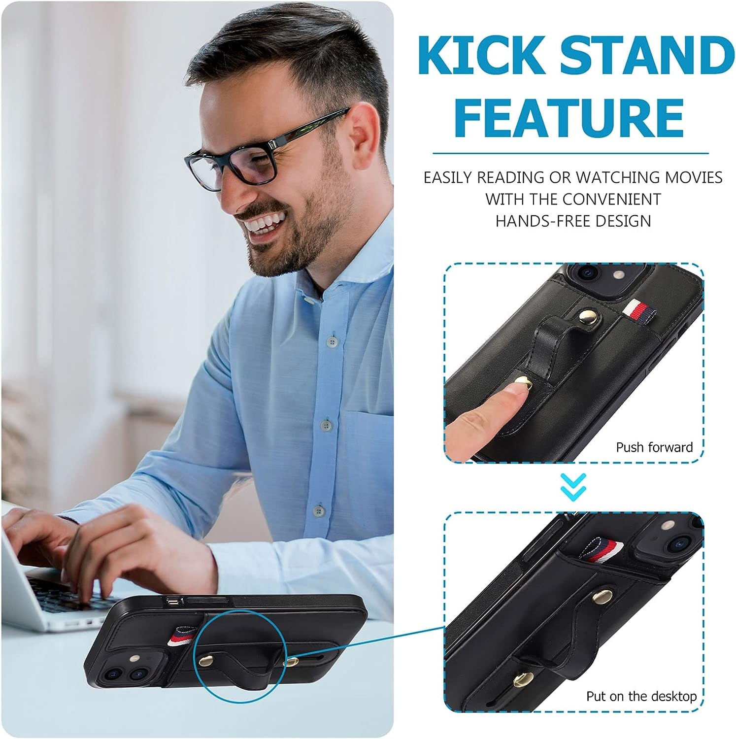 ZCDAYE Wallet Case for Iphone 13 with Card Holder, Non-Slip Finger Holder Adjustable Leather Loop Strap Anti-Scratch Protective Phone Cover for Iphone 13 (6.1 Inches), Black  ZCDAYE   