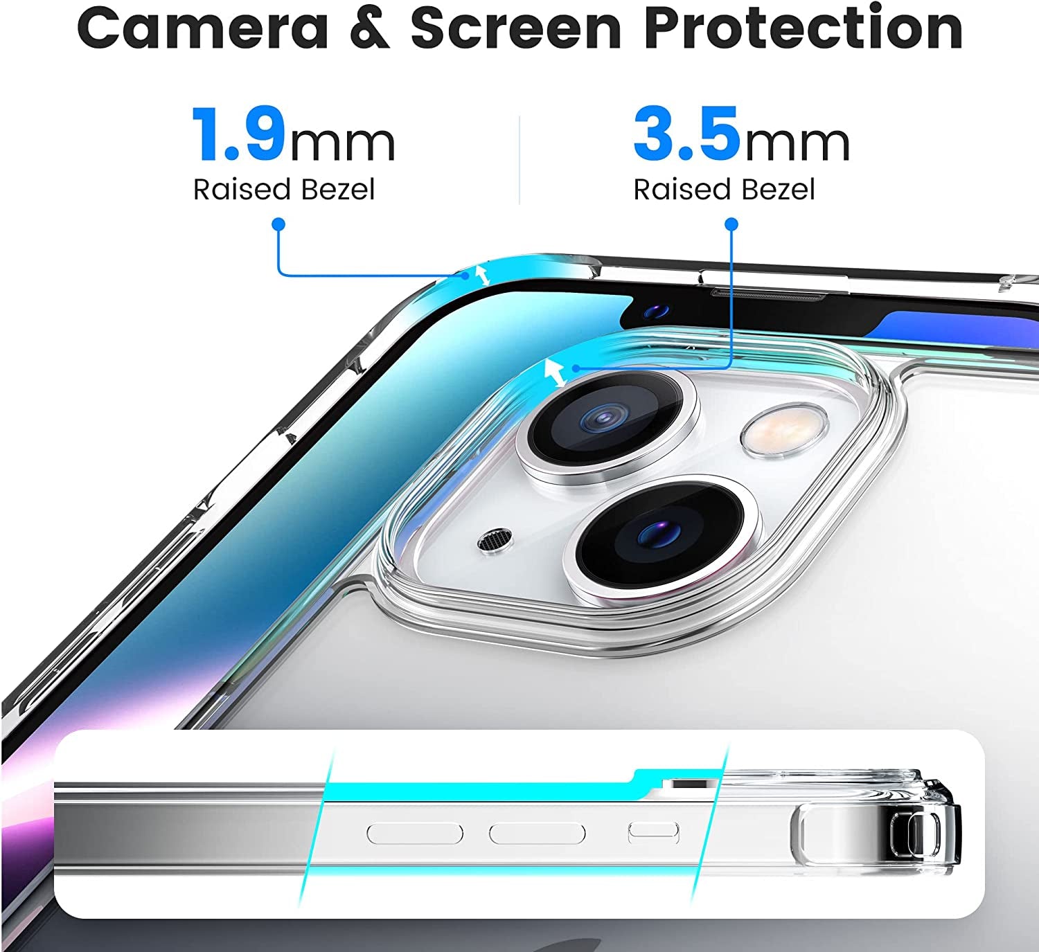 Mkeke Compatible with Iphone 13/14 Case, Not Yellowing Shockproof Phone Case with Protective Bumper Slim Cover Fit for Iphone 13/14, Gradient Clear-Black  Shenzhen Make Technology Company Limited   