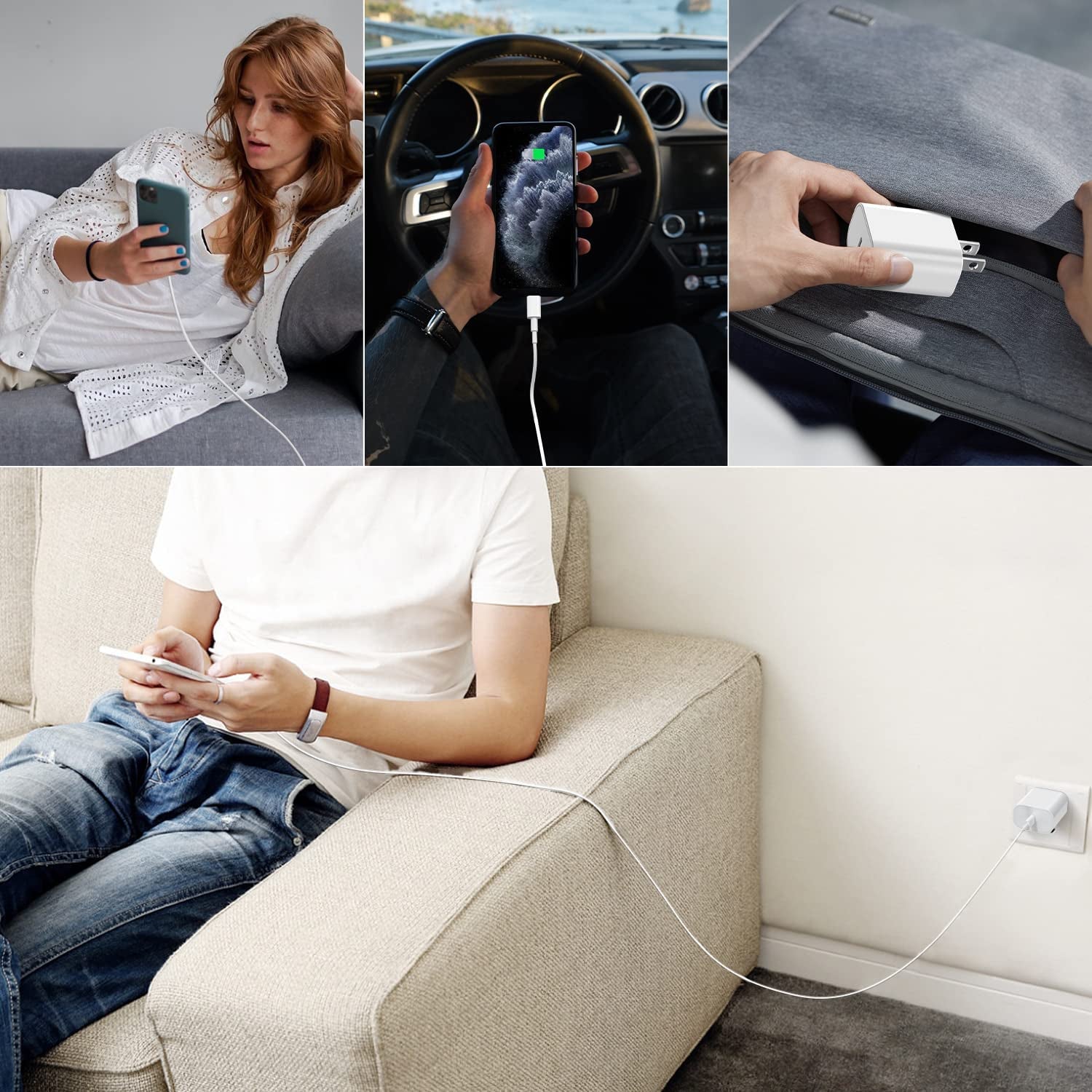 3-Pack Iphone 14 13 12 11 Fast Charger,【Apple Mfi Certified】 20W PD USB C Wall Charger 6FT Cable Fasting Charging Adapter Compatible with Iphone 14Pro/13 Pro/12/12 Pro Max/11 Pro Max/Xs Max/Xs/Xr/X/8  CQDKWG   