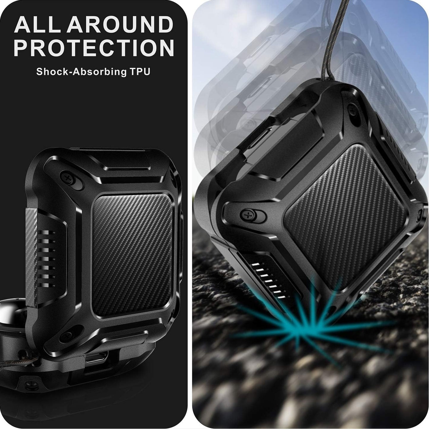 TPU Hard Case for Galaxy Buds 2 Pro Case 2022/Galaxy Buds 2 Case 2021/ Buds Pro Cover 2021/ Buds Live Case 2020, Wireless Charging Carbon Fiber Protective Earbuds Accessories with Keychain,Black  MIMIYA   