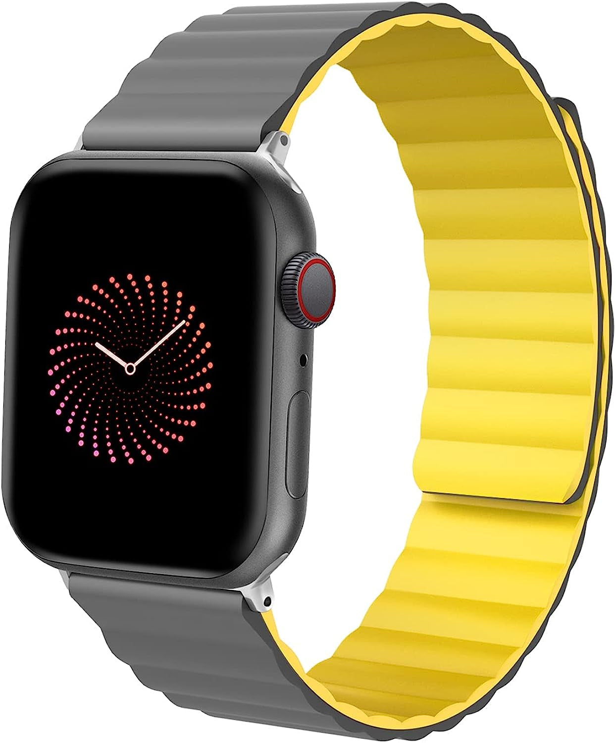 ALTOUMAN Compatible with Apple Watch Band 38Mm 40Mm 41Mm 42Mm 44Mm 45Mm, Compatible for Iwatch Series 7/6/5/4/3/2/1/SE, Magnetic Bands Compatible for Apple Watch Bands for Women Men, Black  ALTOUMAN Grey+Yellow 38/40/41mm 