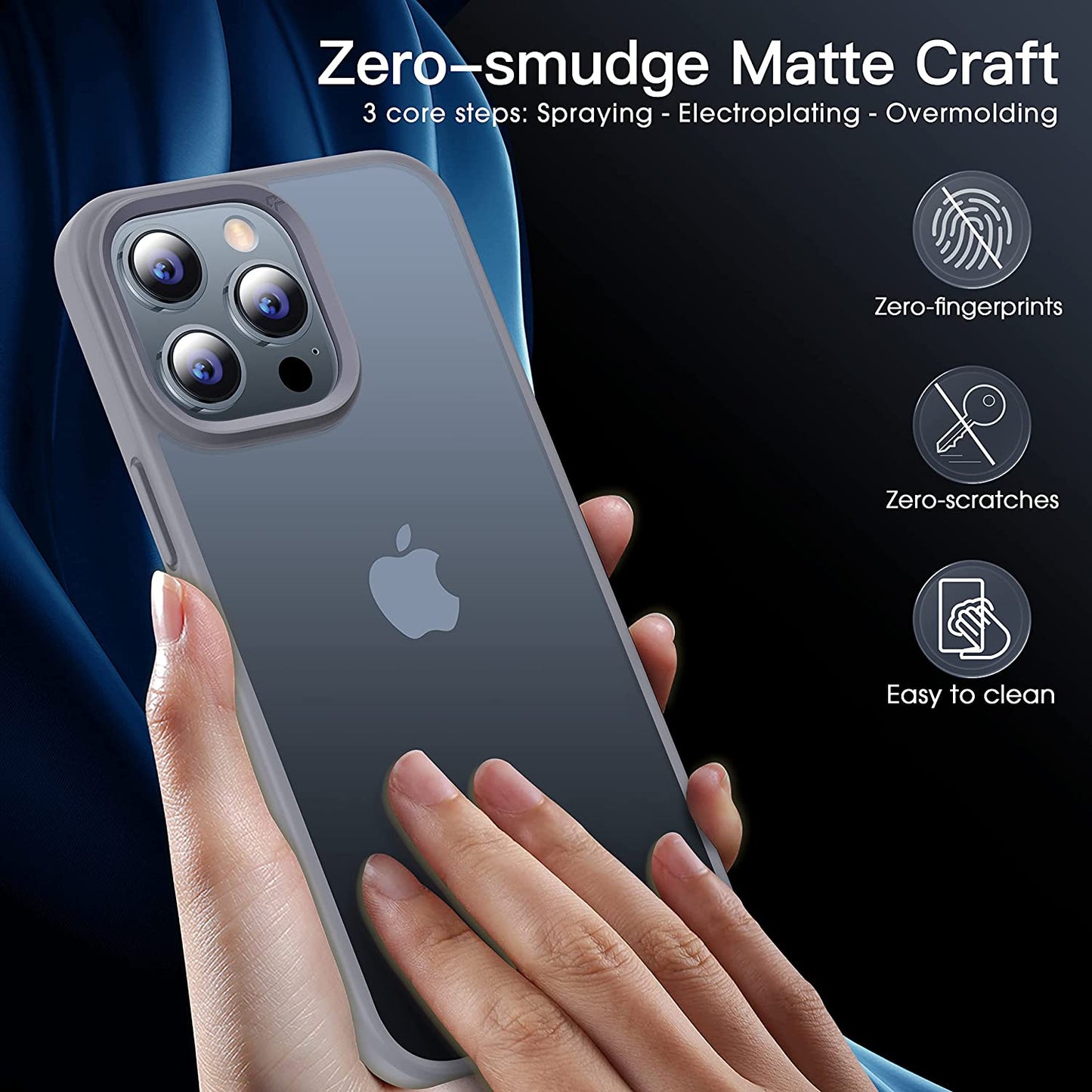 CASEKOO [SGS Tested] Newly Matte Gray Iphone 14 Pro Case [10FT Mil-Grade Protection] Anti-Fingerprints & Anti-Scratch Durable Translucent Back Anti-Slip Frame Iphone 14 Pro Phone Case, Gray  CASEKOO   