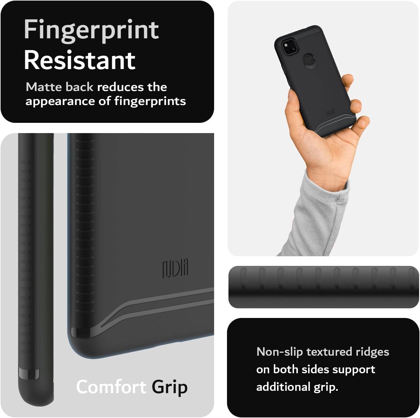 TUDIA Dualshield Designed for Google Pixel 4A Case, [Merge] Shockproof Dual Layer Military Grade Drop Protection Slim Protective Case Cover - Matte Black  TUDIA   