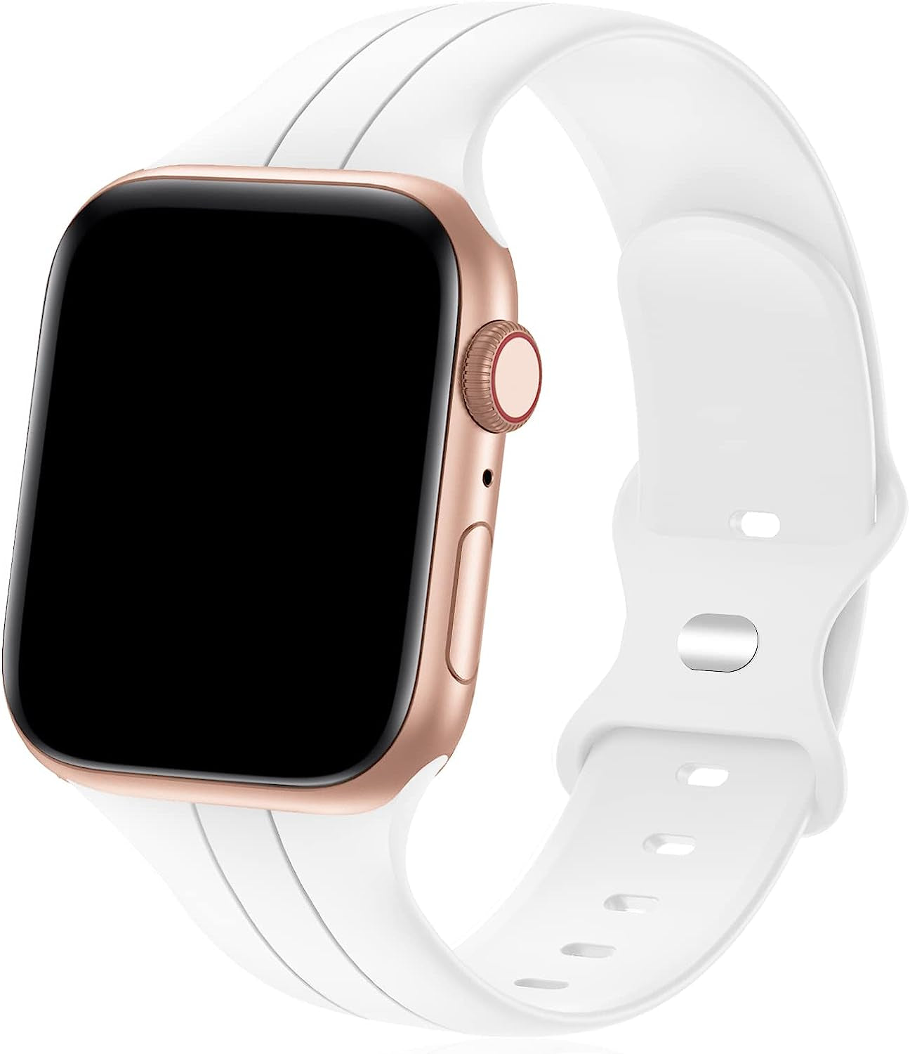 Designer Sport Band Compatible with Apple Watch Iwatch Bands 38Mm 40Mm 41Mm 42Mm 44Mm 45Mm 49Mm Men Women, Soft Silicone Strap Wristbands for Apple Watch Series 8/7/6/5/4/3/2/1/Se/Ultra  seizehe White 38mm/40mm/41mm 