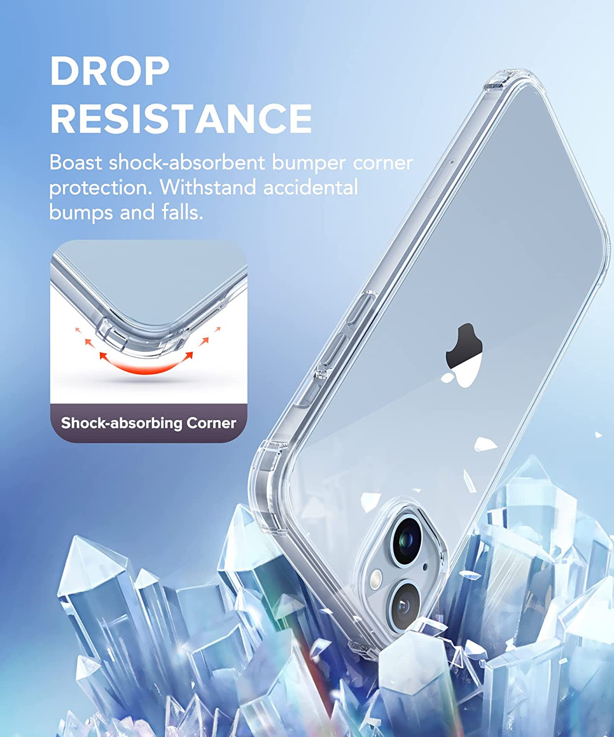 BERFY for Iphone 14 Case, with 2X Screen Protector + 2X Camera Lens Protector, [Not Yellowing] Crystal Clear Shockproof Hard Back Slim Protective Phone Cover for Women Girls, 6.1" (Transparent)  BERFY   