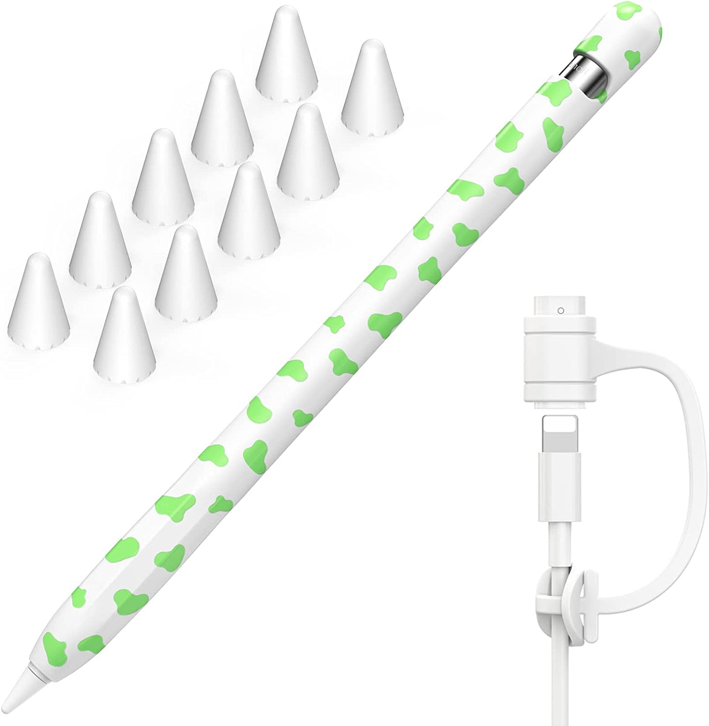 NIUTRENDZ Cow Print Case for Apple Pencil 2Nd Generation Case Cover Silicone Protective Sleeve Skin Accessories with 10Pcs Apple Pencil Tips Cover (Purple)  NIUTRENDZ Green Apple Pencil 1st Generation 