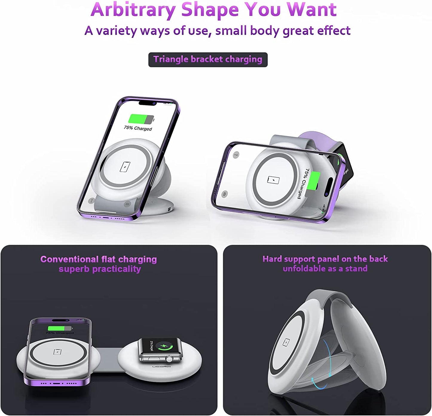 UCOMX Nano Mini Magnetic 2 in 1 Wireless Charger,Fellow Traveler Wireless Folding Charging Station,Compatible for Iphone 12/13/14 Pro Max,Airpods Pro,Iwatch Ultra,Travel Charger for Multiple Devices  DongGuanShi WeizhiChuang Technology Co., Ltd   