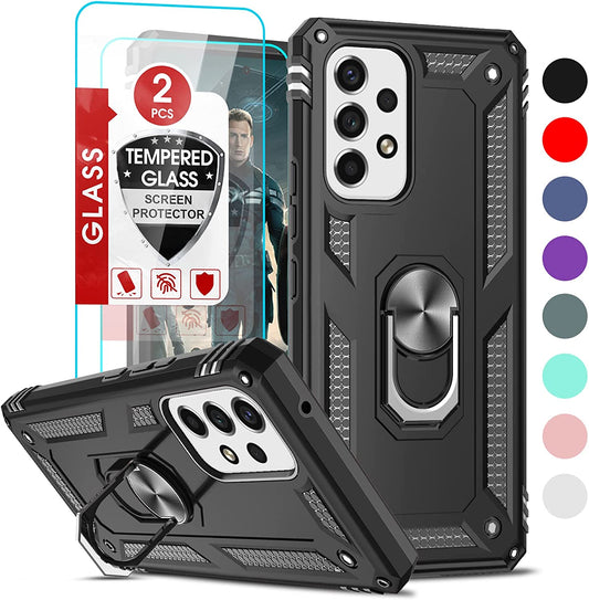Leyi for Galaxy A53 5G Case with [2 Pack] Screen Protectors, A53 5G Case [Military-Grade] Shockproof Protective Case, Samsung Galaxy A53 Ring Kickstand Phone Cover Case for Samsung A53 5G, Black  LeYi   