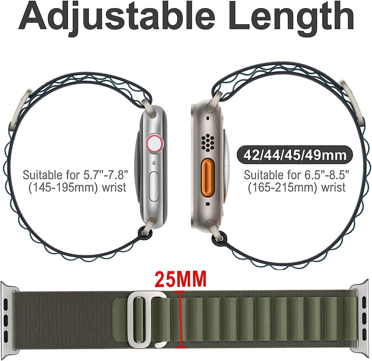 2 PCS Alpine Loop Nylon Bands Compatible with Apple Watch Ultra 49Mm 42Mm 44Mm 45Mm,Adjustable Sport with Titanium G-Hook Braided Bands for Iwatch Series 8/7/6/5/4/3/2/1/SE for Man  YXWUIVP   