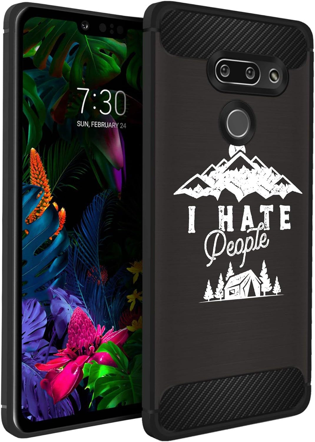Casesondeck Case Compatible with LG G8 Thinq/Lg G8 -Flexible and Durable Shock Absorption with Carbon Fiber Accents and Designs (Deer Skull)  CasesonDeck I Hate People  