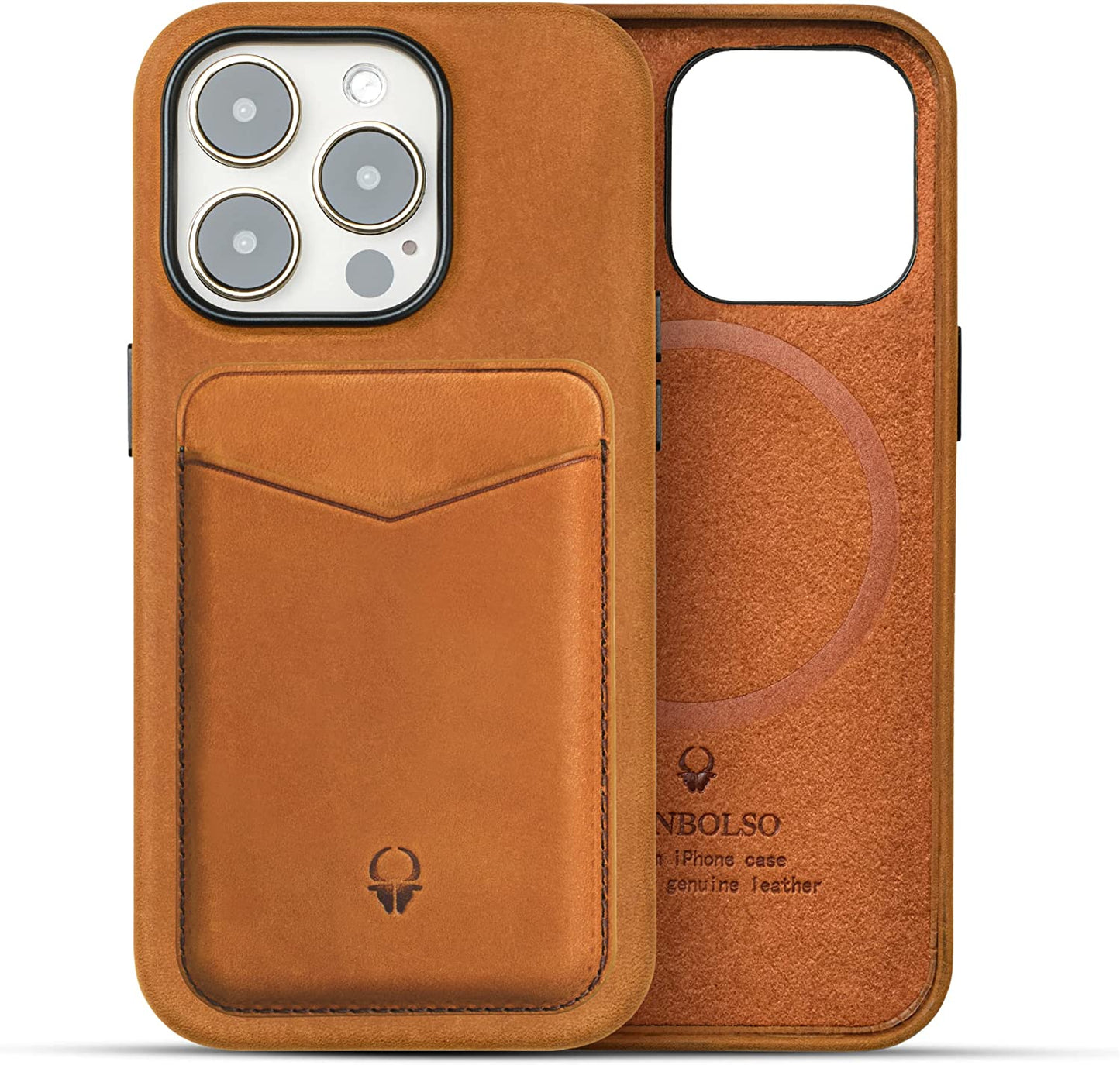 Donbolso Iphone 14 Pro Max Case Leather + Wallet Bundle - Apple Iphone Case in Vintage Black - Compatible with Magsafe - Lip Screen Protection - Elegant Leather Soft Grip - Strong Magnetic Phone Cases  DONBOLSO Vintage Brown iPhone 14 Pro Case + Wallet 