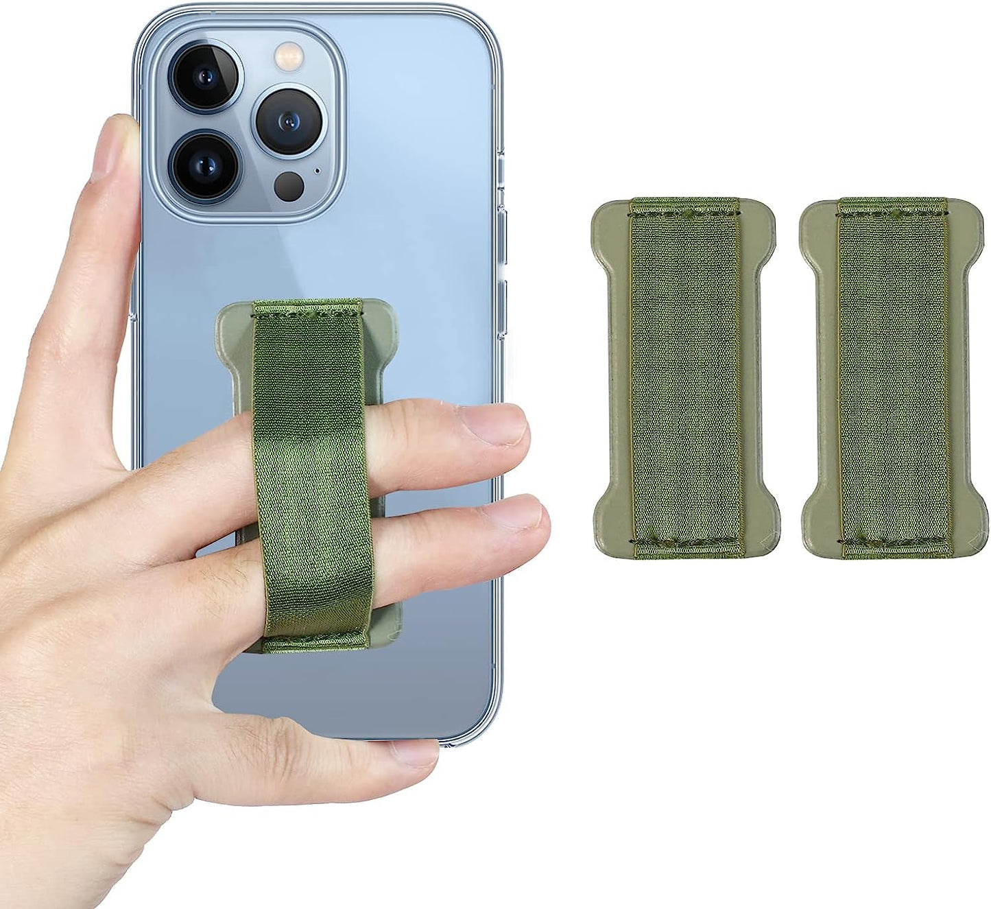 WUOJI - Finger Strap Phone Holder - Ultra Thin Anti-Slip Universal Cell Phone Grips Band Holder for Back of Phone - 2Pack(Black)  WUOJI Dark Green  