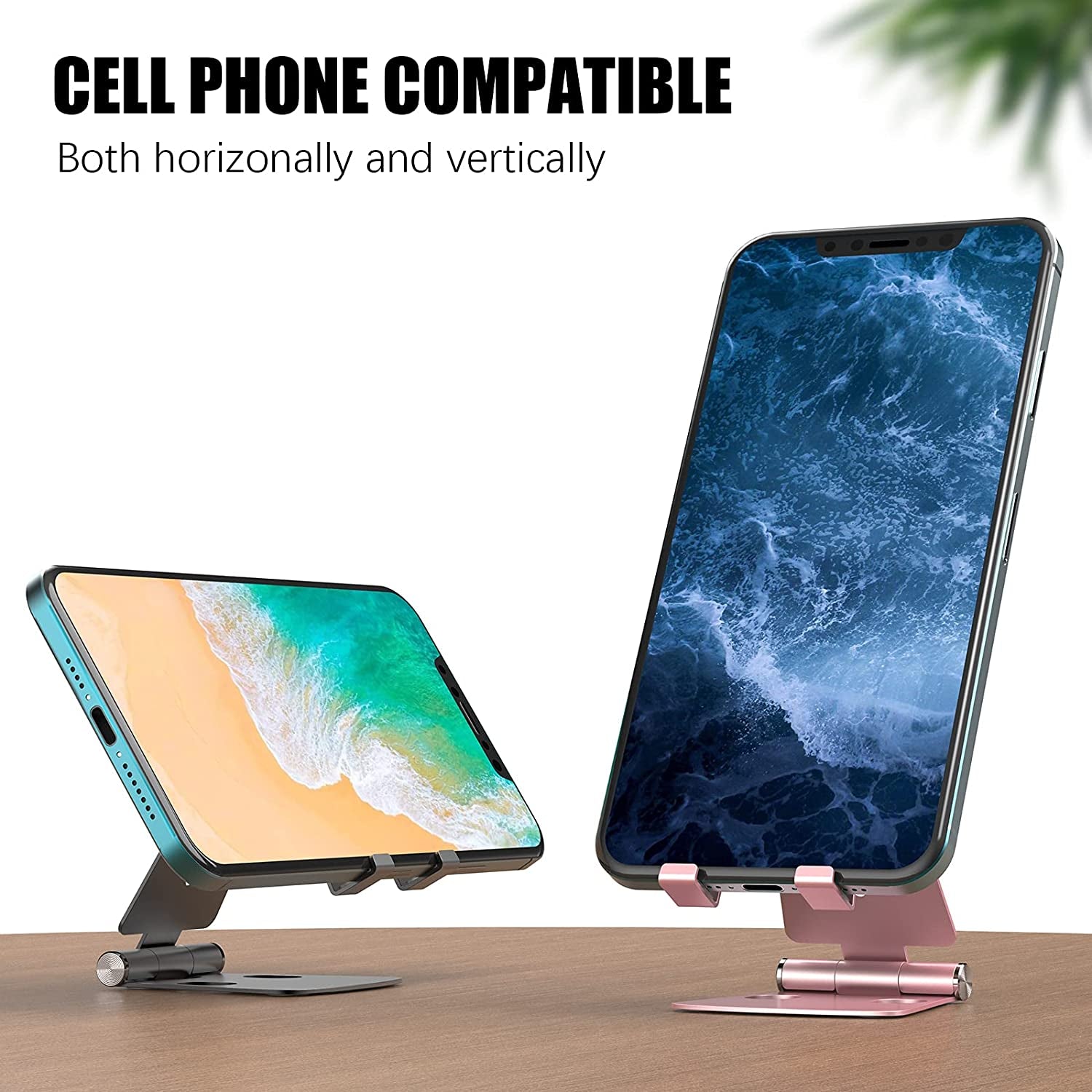 JIUCAIE 2Pack Cell Phone Stand for Angle Height Adjustable Desk Sturdy Aluminum Metal Cute Phone Holder for Iphone,Ipad, Mobile Phone, All Android Smartphone,Desktop  JIUCAIE   