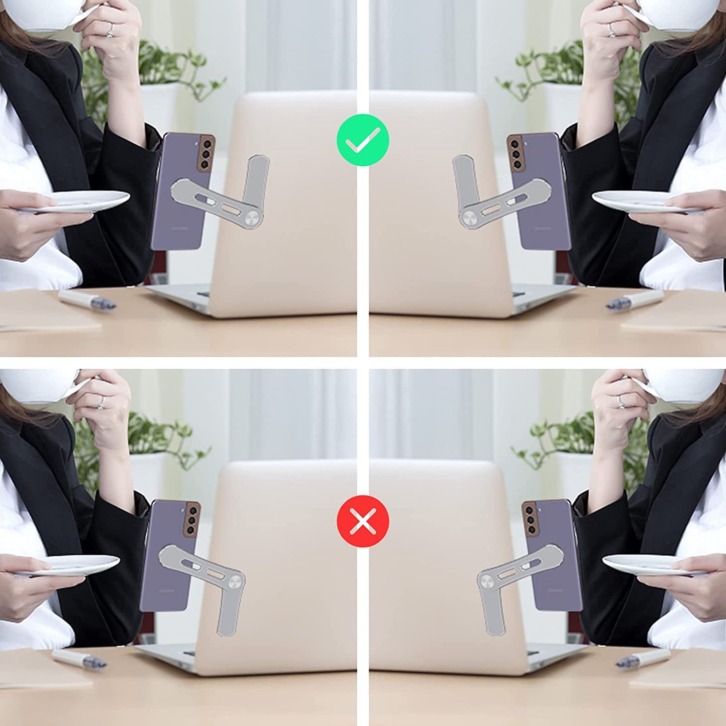 Magnetic Laptop Phone Holder Compatible with All Phones, Enjoy a Dual-Screen Experience with the Expand Bracket for Laptop, Fitting for All Laptops or All Kinds of Flat Computer Display  Doter   