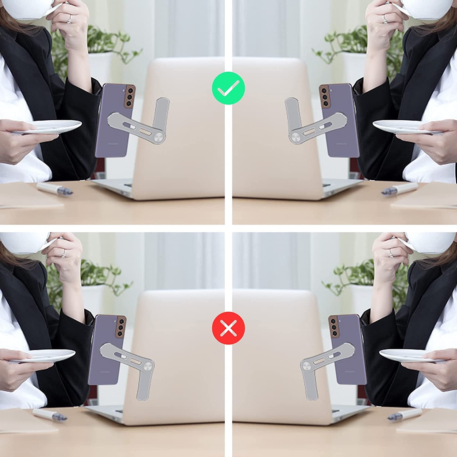 Magnetic Laptop Phone Holder Compatible with All Phones, Enjoy a Dual-Screen Experience with the Expand Bracket for Laptop, Fitting for All Laptops or All Kinds of Flat Computer Display  Doter   