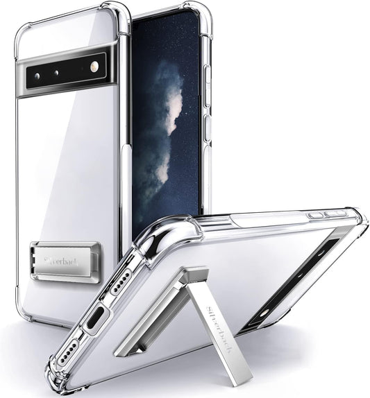 Silverback Compatible with Pixel 6 Case Clear, Two-Way Kickstand Case, Anti-Scratch Protective Shockproof Slim Cover for Google Pixel 6 5G - Clear  Silverback   
