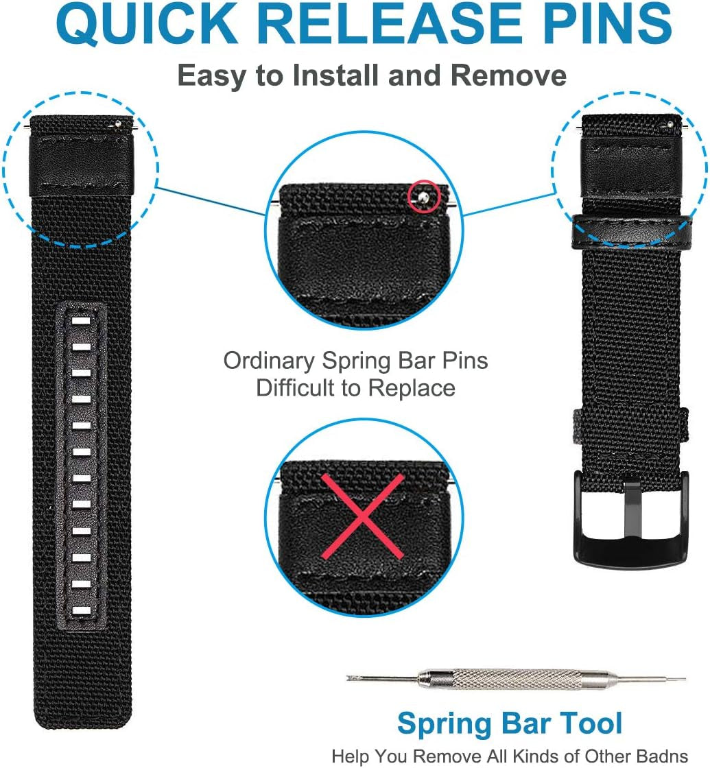 Maxjoy Galaxy Watch 46Mm/ Galaxy Watch 3 45Mm Bands, Gear S3 Frontier Classic Nylon Band, 22 Mm Quick Release Replacement Strap Large Sport Wristband Compatible Samsung Gear S3 Smart Watch, Black  Maxjoy   