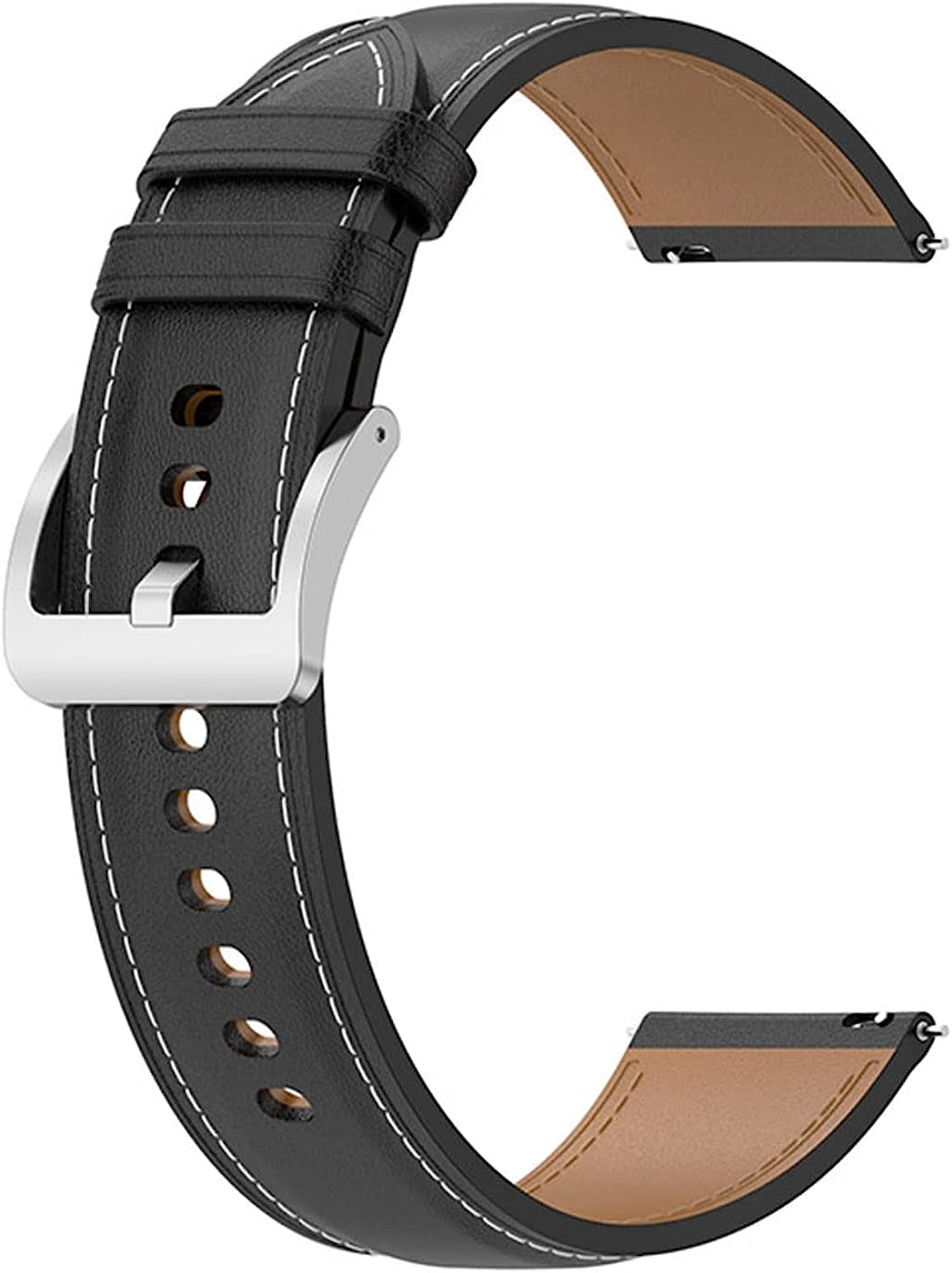 20Mm Leather Strap Fits for Samsung Galaxy Watch 5/5 Pro Strap, Genuine Leather Wristband Bracelet Band Replacement for Galaxy Watch 4  Generic Black  