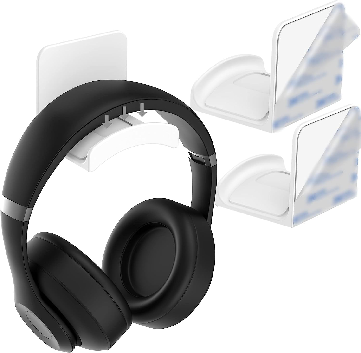 Homemount Headphone Stand Headset Holder - Adhesive Gaming Headphone Hanger Hook Desk Mount for Most Headphone & Controller (Black)  HomeMount White-2Pack  