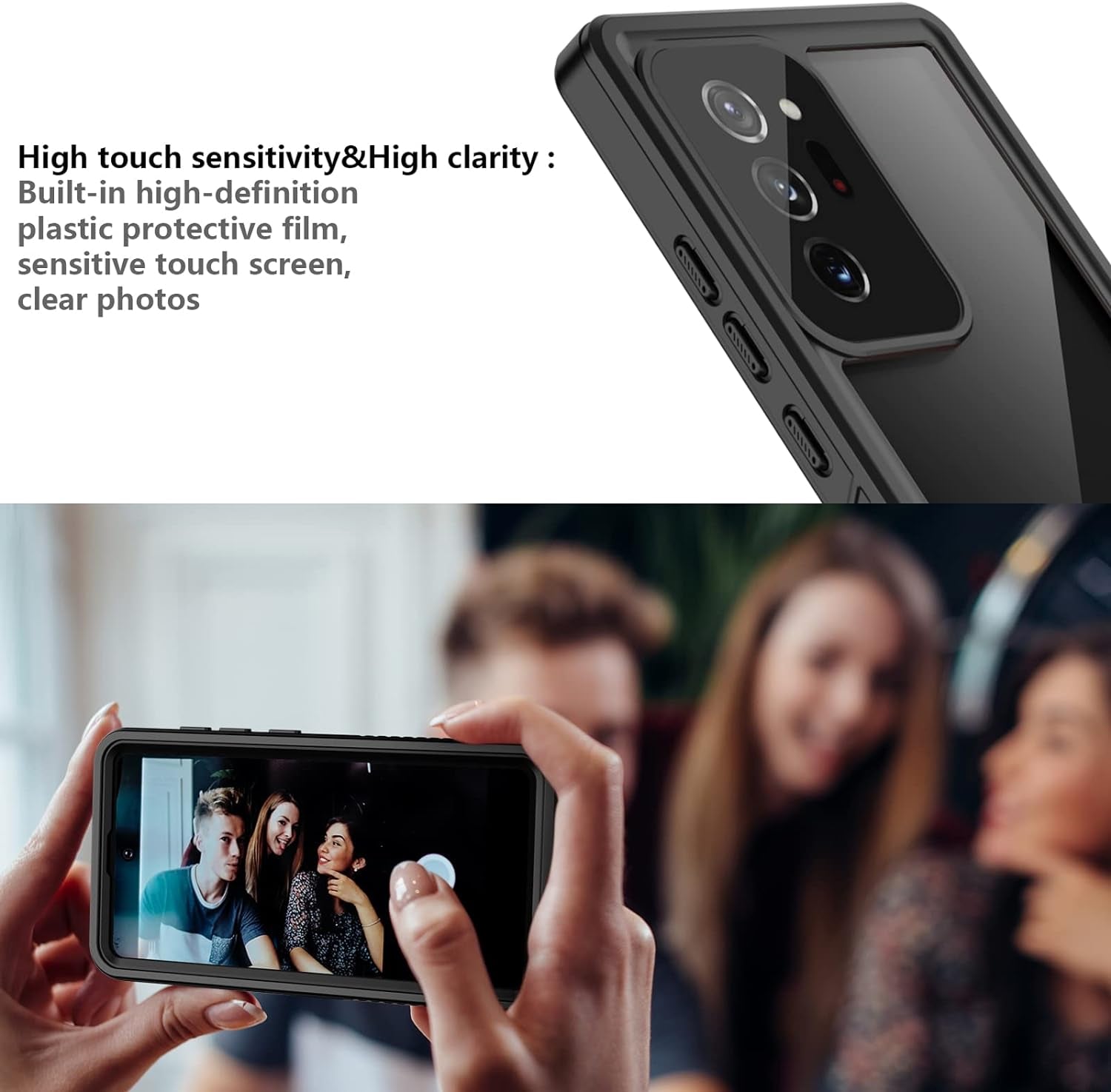 AMILIFECASES for Samsung Galaxy Note 20 Ultra Case Waterproof Shockproof,With Built in Screen Protector,Heavy Duty Protective Phone Case for Samsung Note 20 Ultra (Blue/Clear)  AMILIFECASES   