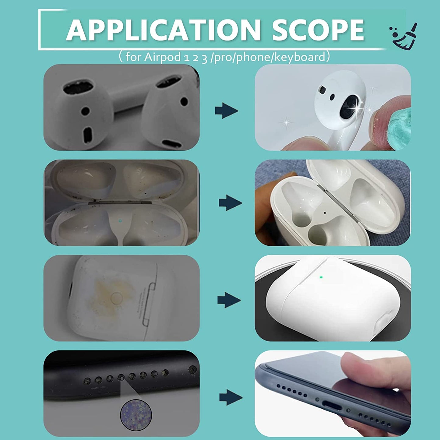 203PCS Airpod Cleaner Kit,Iphone Charge Port Cleaning Kit,Airpods Earbud Cleaning Putty, Remove Ear Wax,Phone Phone Cleaning Kit,For Airpods Charging Case/Headphones/Phone/Earbuds/Camera  Polislime   