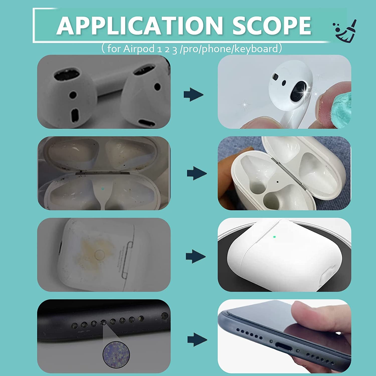 203PCS Airpod Cleaner Kit,Iphone Charge Port Cleaning Kit,Airpods Earbud Cleaning Putty, Remove Ear Wax,Phone Phone Cleaning Kit,For Airpods Charging Case/Headphones/Phone/Earbuds/Camera  Polislime   