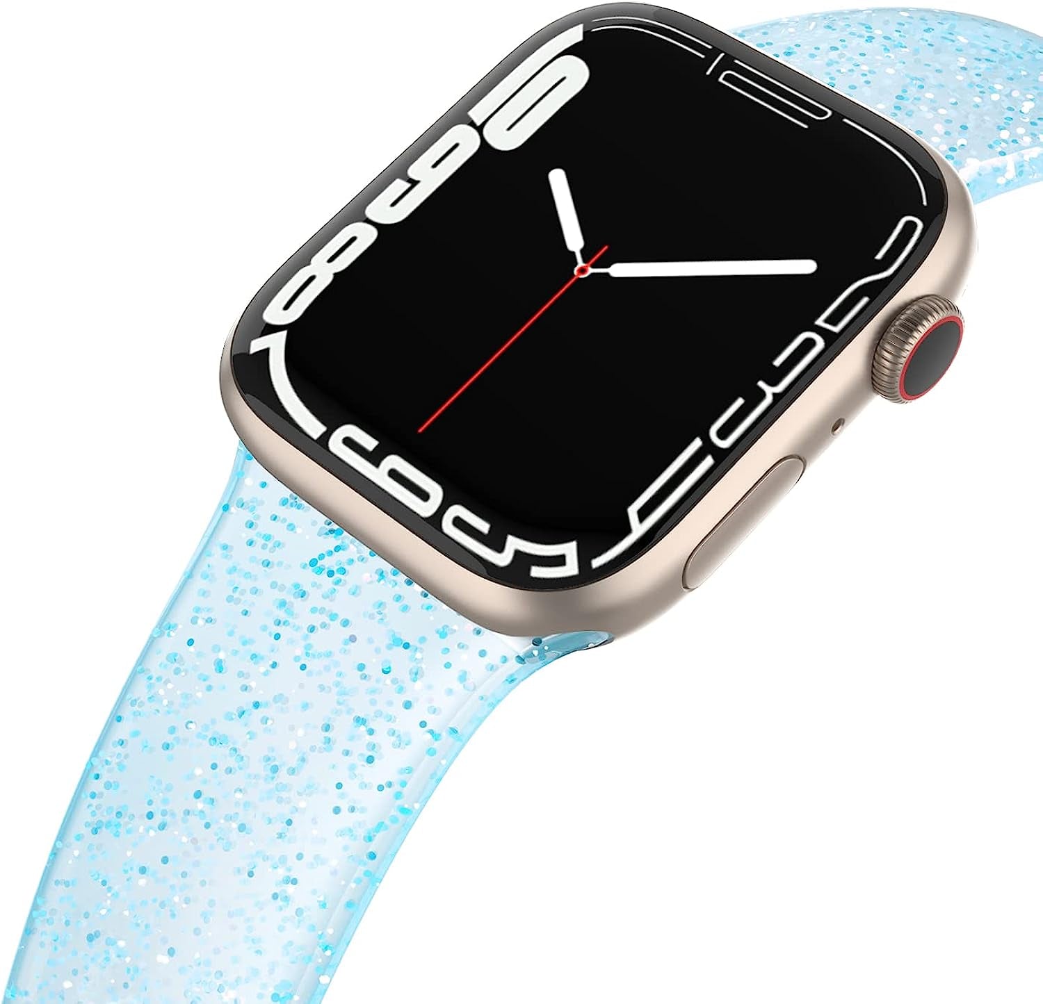 EDIMENS Sport Band Compatible with Apple Watch Bands 41Mm 38Mm 40Mm, Shiny Bling Glitter Silicone Soft Thin Small Replacement Band Compatible for Iwatch Series 8 7 6 5 4 3 2 1 SE Sport Edition Women  EDIMENS Glistening Blue 5.5" - 6.9" 